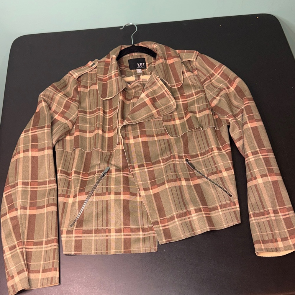 Kut from the Kloth Plaid Blazer - Olive, Brown and Tan - Picture 5 of 8
